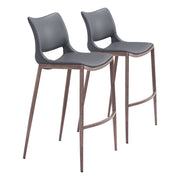 Zuo Modern Ace BarStool Set of 2, Dark Gray/Walnut - 109389