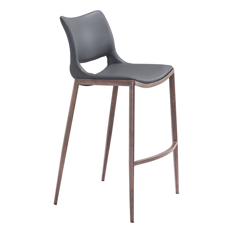 Zuo Modern Ace BarStool Set of 2, Dark Gray/Walnut
