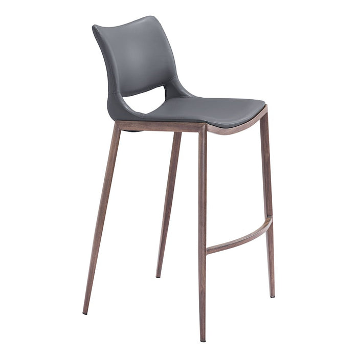 Zuo Modern Ace BarStool Set of 2, Dark Gray/Walnut