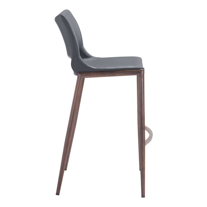 Zuo Modern Ace BarStool Set of 2, Dark Gray/Walnut