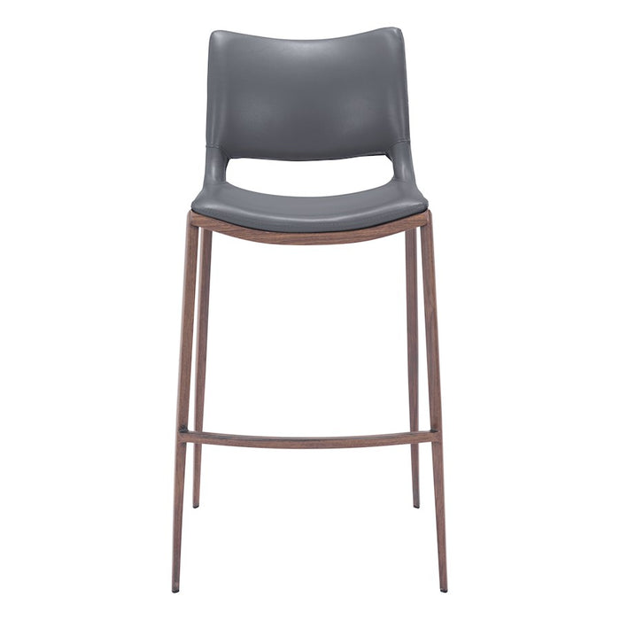 Zuo Modern Ace BarStool Set of 2, Dark Gray/Walnut