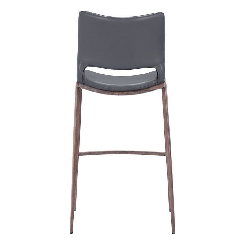 Zuo Modern Ace BarStool Set of 2, Dark Gray/Walnut