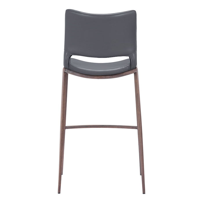 Zuo Modern Ace BarStool Set of 2, Dark Gray/Walnut