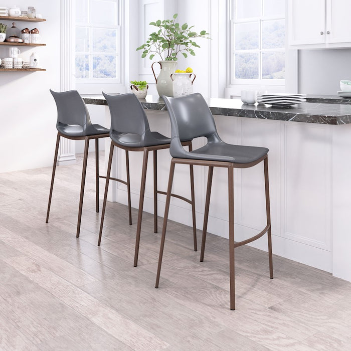 Zuo Modern Ace BarStool Set of 2, Dark Gray/Walnut