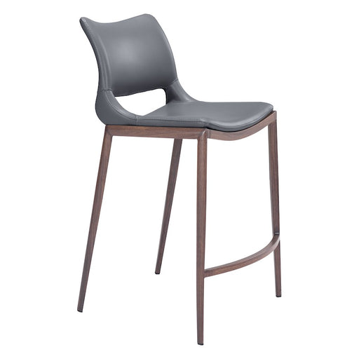 Zuo Modern Ace Counter Stool Set of 2, Dark Gray/Walnut