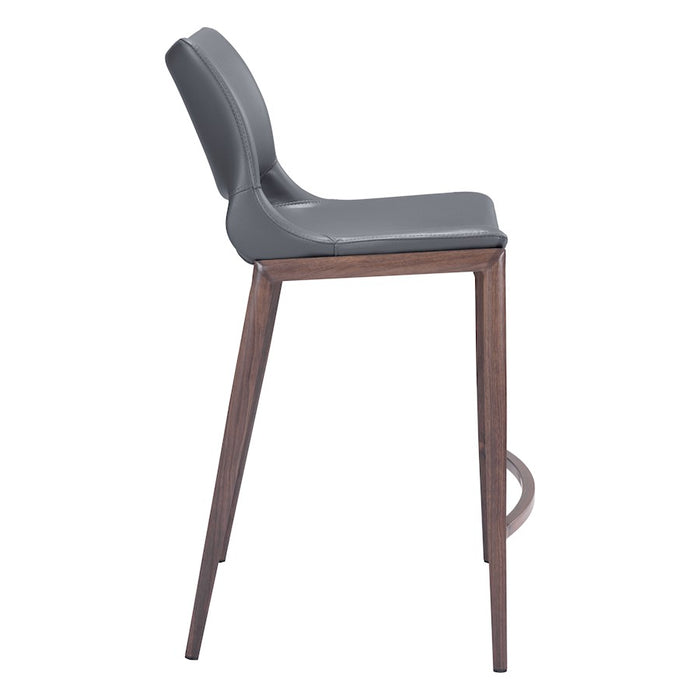 Zuo Modern Ace Counter Stool Set of 2, Dark Gray/Walnut