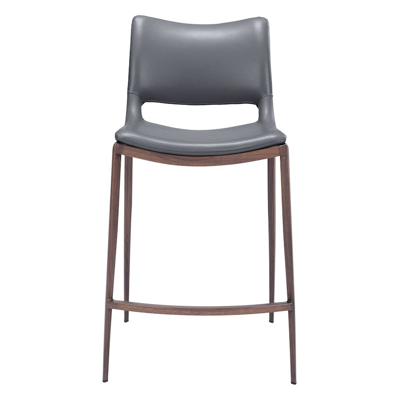 Zuo Modern Ace Counter Stool Set of 2, Dark Gray/Walnut