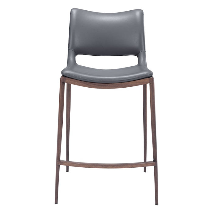 Zuo Modern Ace Counter Stool Set of 2, Dark Gray/Walnut