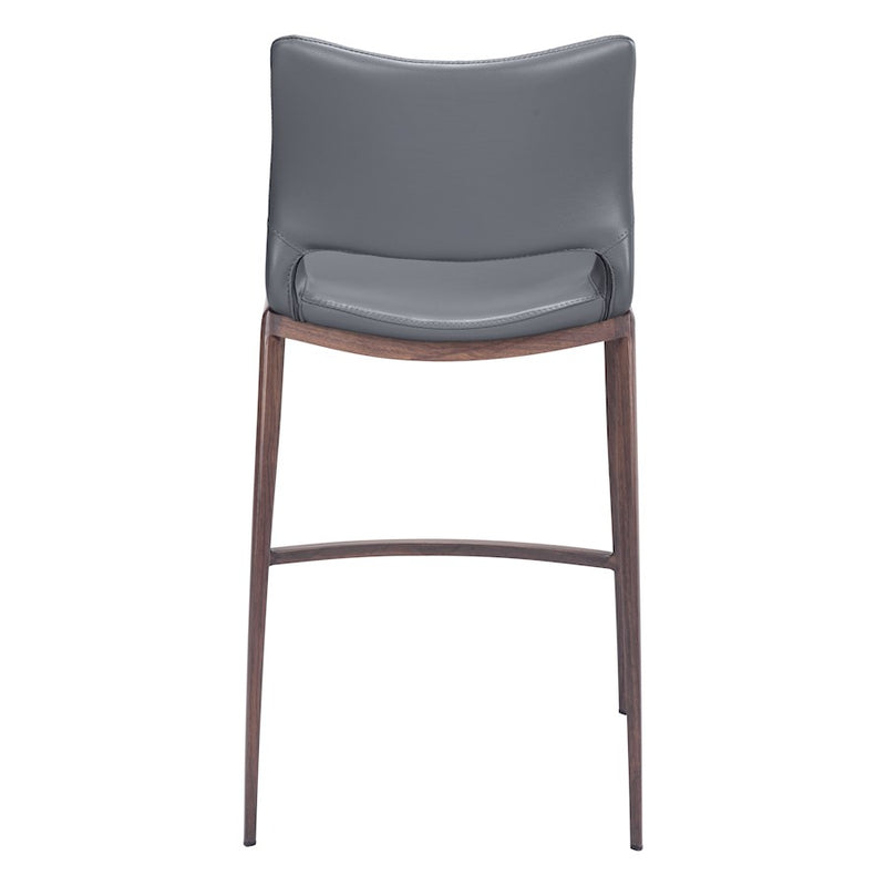 Zuo Modern Ace Counter Stool Set of 2, Dark Gray/Walnut