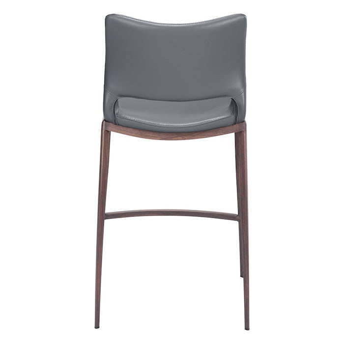 Zuo Modern Ace Counter Stool Set of 2, Dark Gray/Walnut