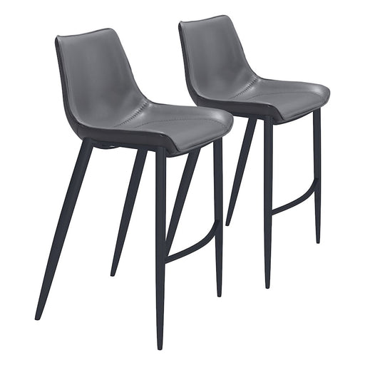 Zuo Modern Magnus BarStool Set of 2, Dark Gray/Black - 109391