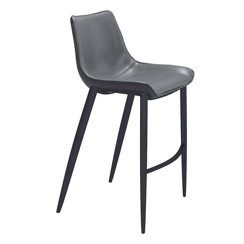 Zuo Modern Magnus BarStool Set of 2, Dark Gray/Black