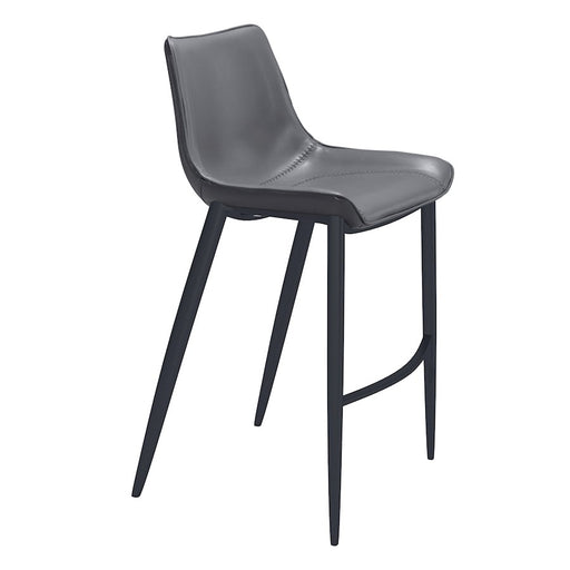 Zuo Modern Magnus BarStool Set of 2, Dark Gray/Black