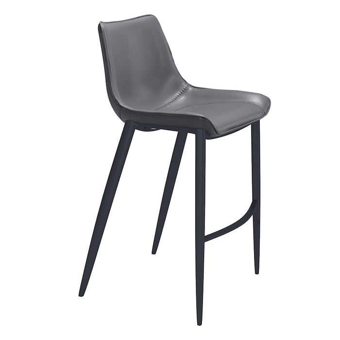 Zuo Modern Magnus BarStool Set of 2, Dark Gray/Black