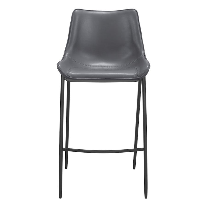 Zuo Modern Magnus BarStool Set of 2, Dark Gray/Black