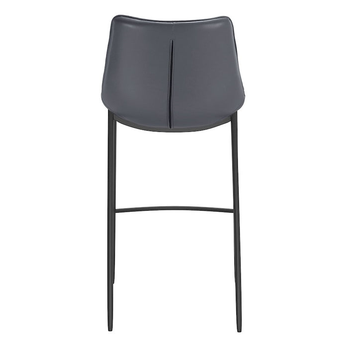 Zuo Modern Magnus BarStool Set of 2, Dark Gray/Black