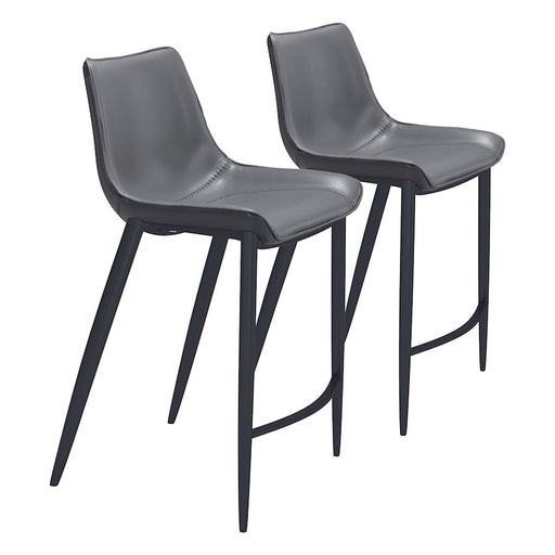 Zuo Modern Magnus Counter Stool Set of 2, Dark Gray/Black - 109392