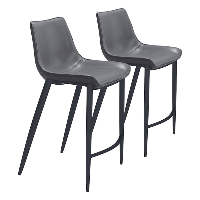 Zuo Modern Magnus Counter Stool Set of 2, Dark Gray/Black - 109392