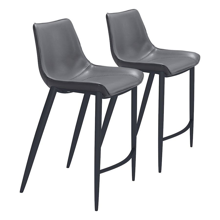 Zuo Modern Magnus Counter Stool Set of 2, Dark Gray/Black - 109392