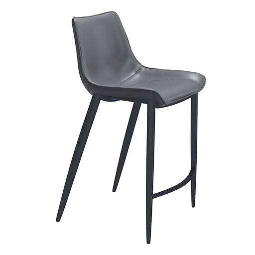 Zuo Modern Magnus Counter Stool Set of 2, Dark Gray/Black