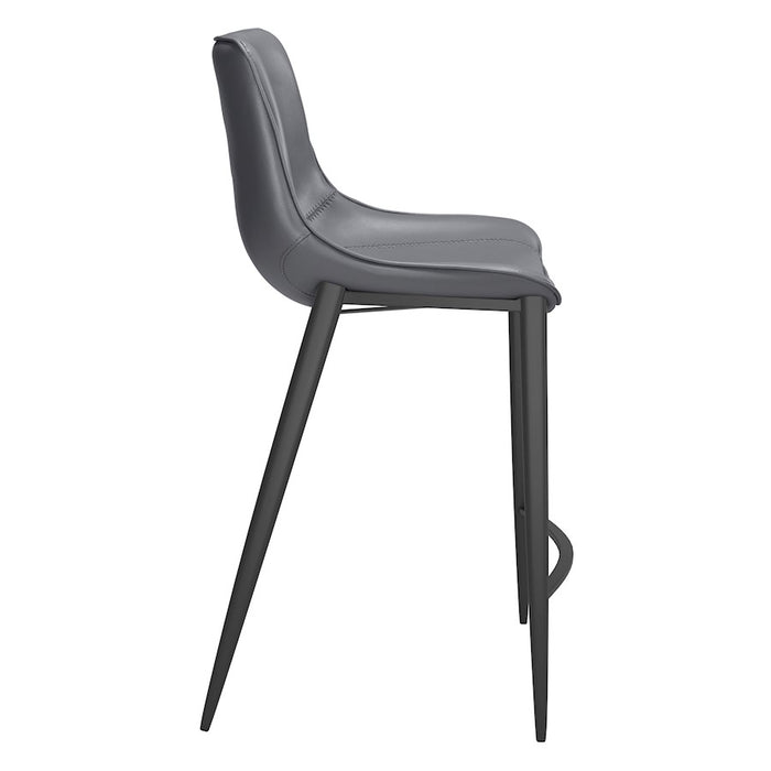 Zuo Modern Magnus Counter Stool Set of 2, Dark Gray/Black