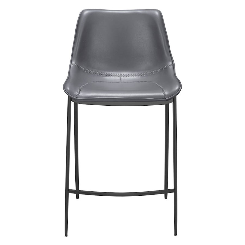 Zuo Modern Magnus Counter Stool Set of 2, Dark Gray/Black