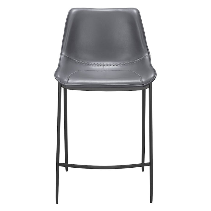 Zuo Modern Magnus Counter Stool Set of 2, Dark Gray/Black