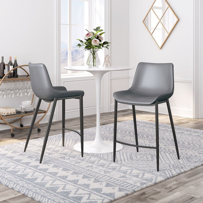 Zuo Modern Magnus Counter Stool Set of 2, Dark Gray/Black