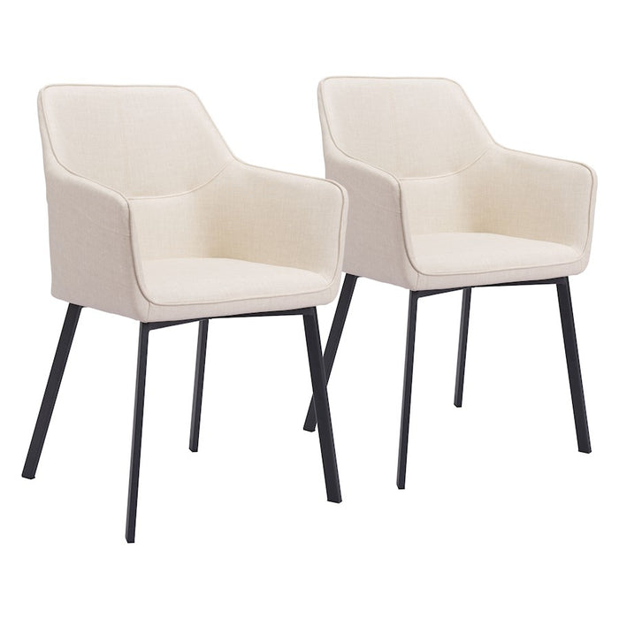 Zuo Modern Adage Dining Chair Set of 2, Beige - 109400