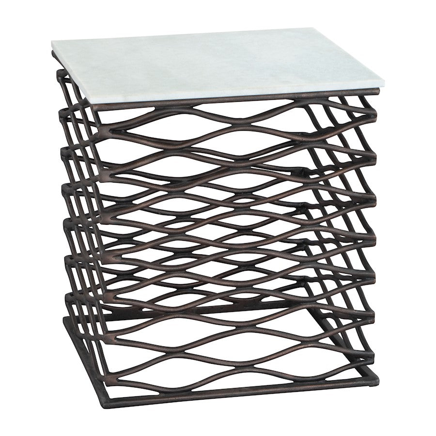 Zuo Modern Duke Side Table, White/Antique Bronze - 109456
