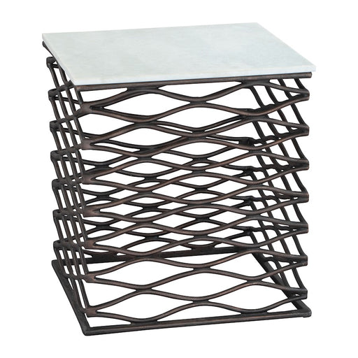 Zuo Modern Duke Side Table, White/Antique Bronze