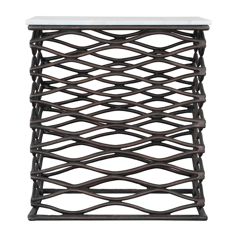 Zuo Modern Duke Side Table, White/Antique Bronze