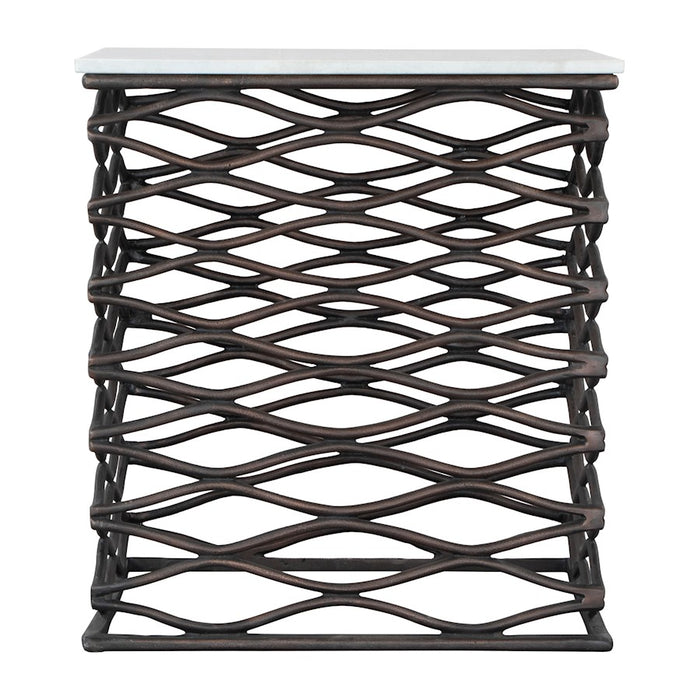 Zuo Modern Duke Side Table, White/Antique Bronze
