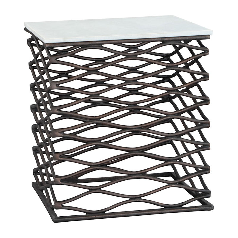 Zuo Modern Duke Side Table, White/Antique Bronze
