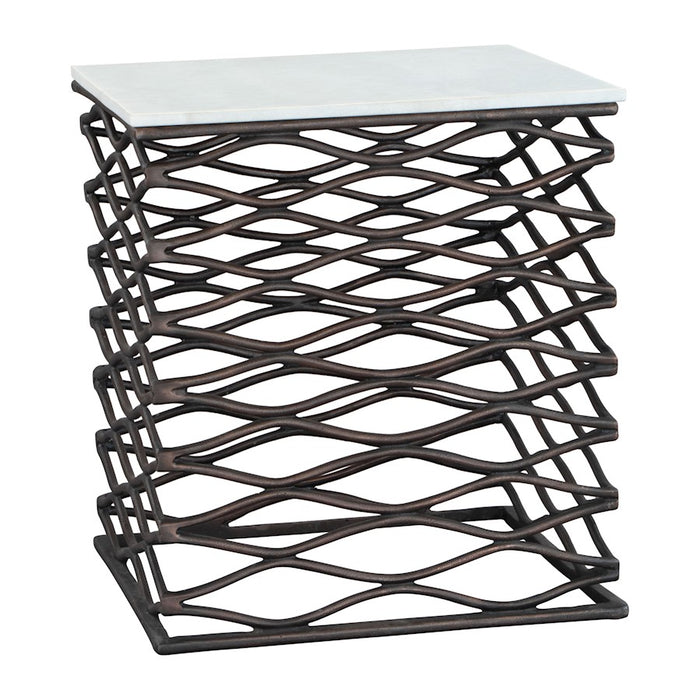 Zuo Modern Duke Side Table, White/Antique Bronze