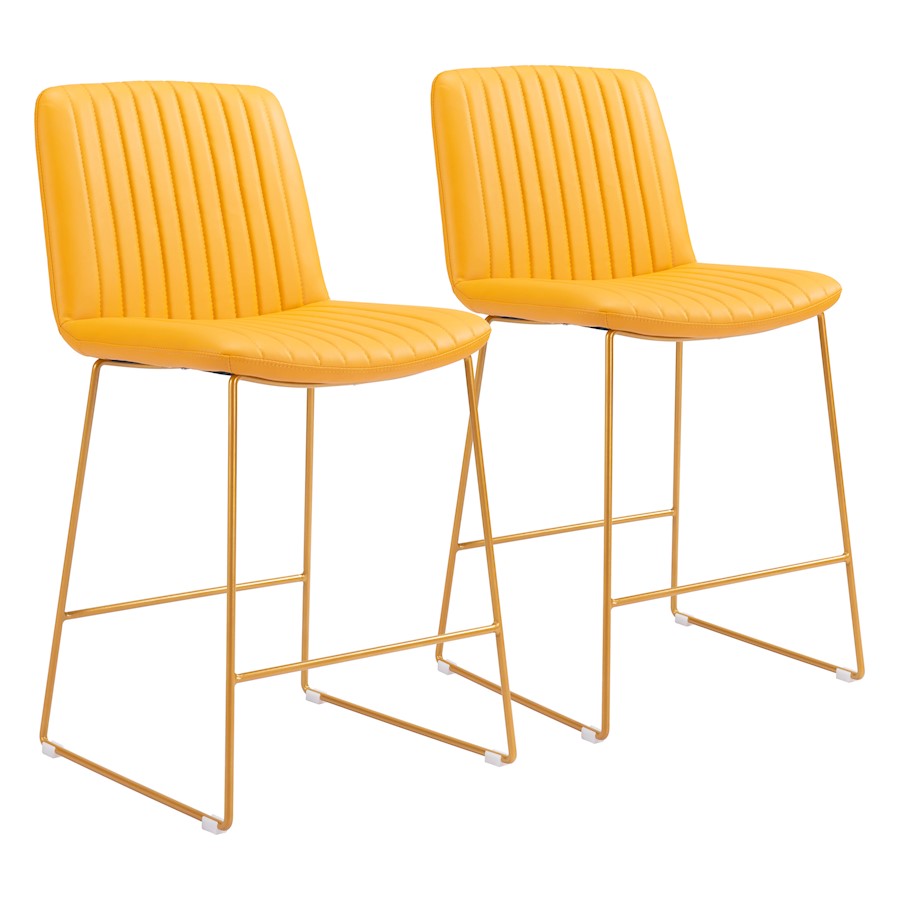 Zuo Modern Mode Counter Stool Set of 2, Yellow - 109480