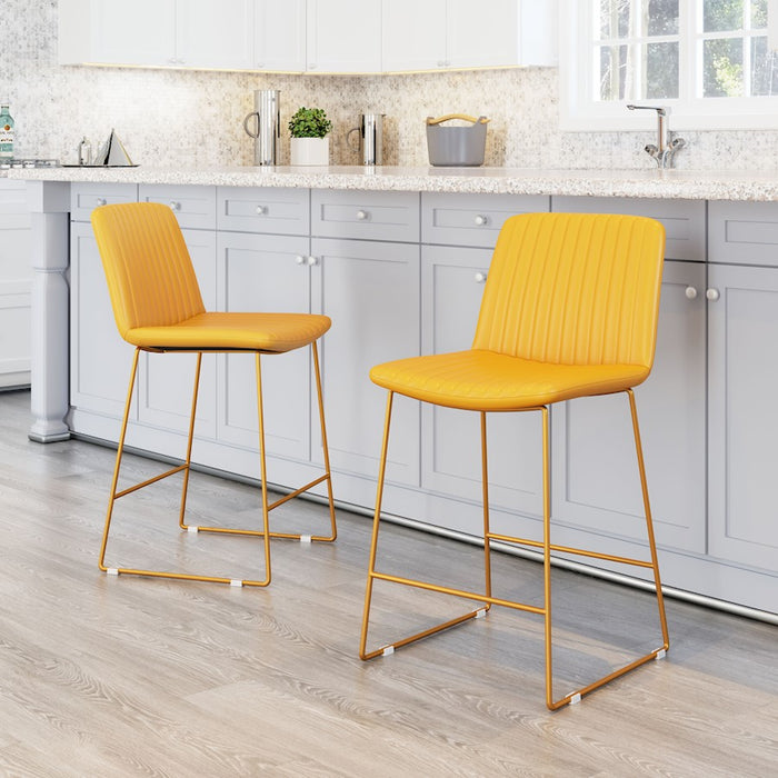 Zuo Modern Mode Counter Stool Set of 2, Yellow
