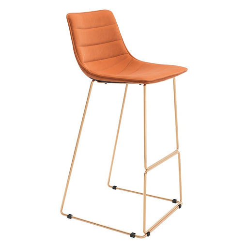Zuo Modern Adele BarStool Set of 2, Orange/Gold