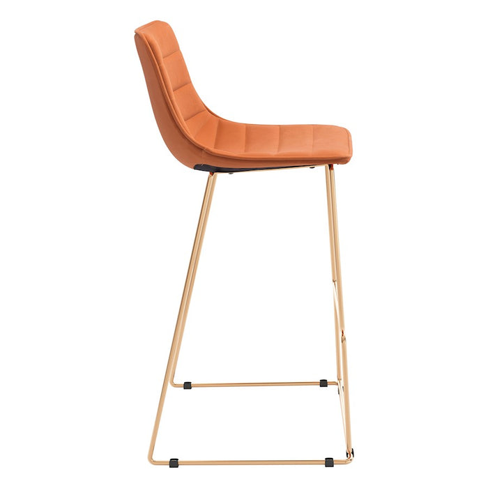 Zuo Modern Adele BarStool Set of 2, Orange/Gold