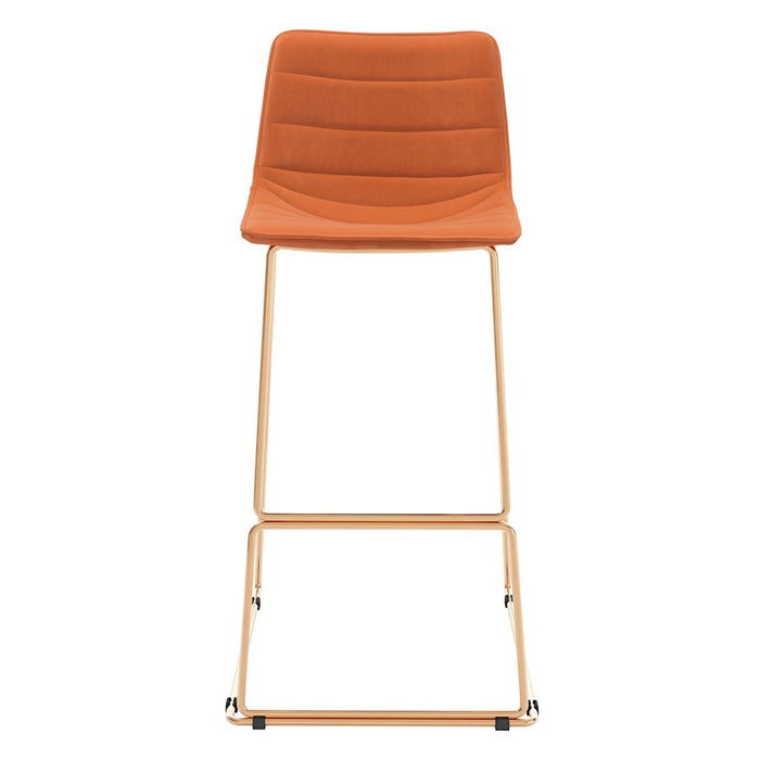 Zuo Modern Adele BarStool Set of 2, Orange/Gold