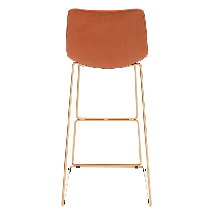 Zuo Modern Adele BarStool Set of 2, Orange/Gold