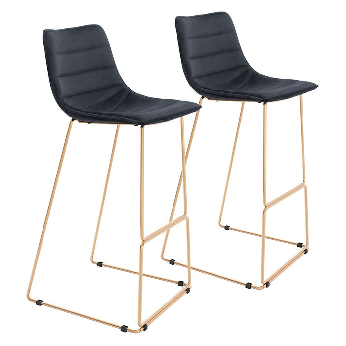 Zuo Modern Adele BarStool Set of 2, Black/Gold - 109503