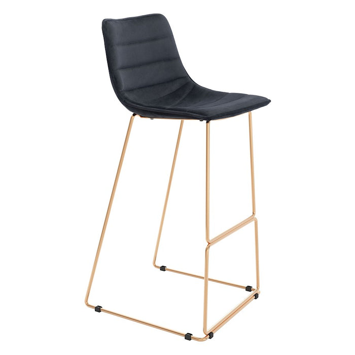 Zuo Modern Adele BarStool Set of 2, Black/Gold