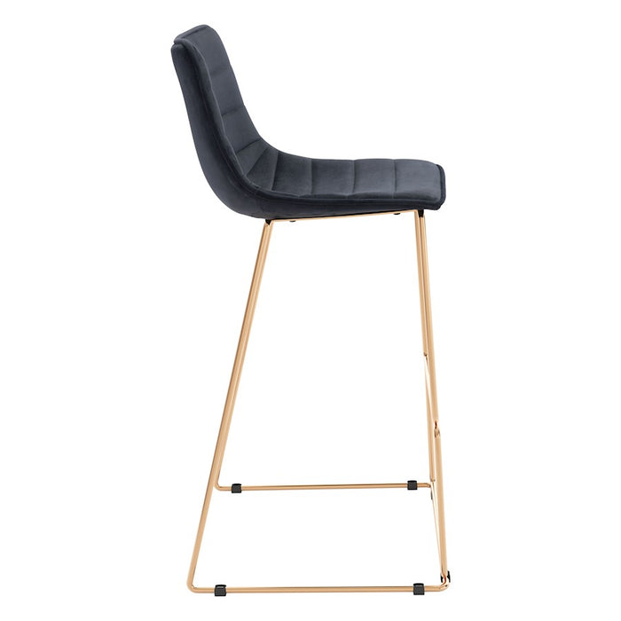 Zuo Modern Adele BarStool Set of 2, Black/Gold