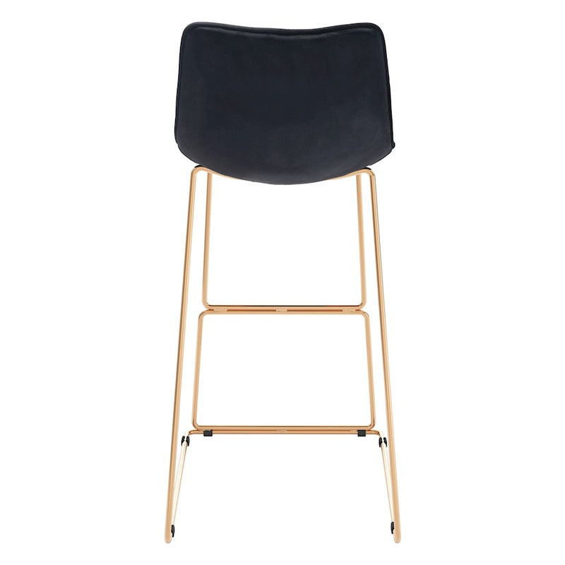 Zuo Modern Adele BarStool Set of 2, Black/Gold