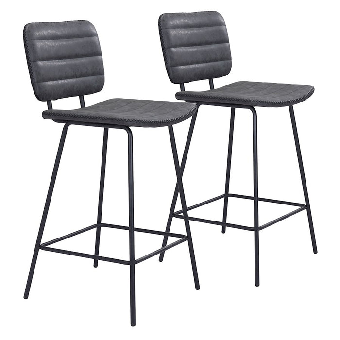 Zuo Modern Boston Counter Stool Set of 2, Vintage Black - 109504