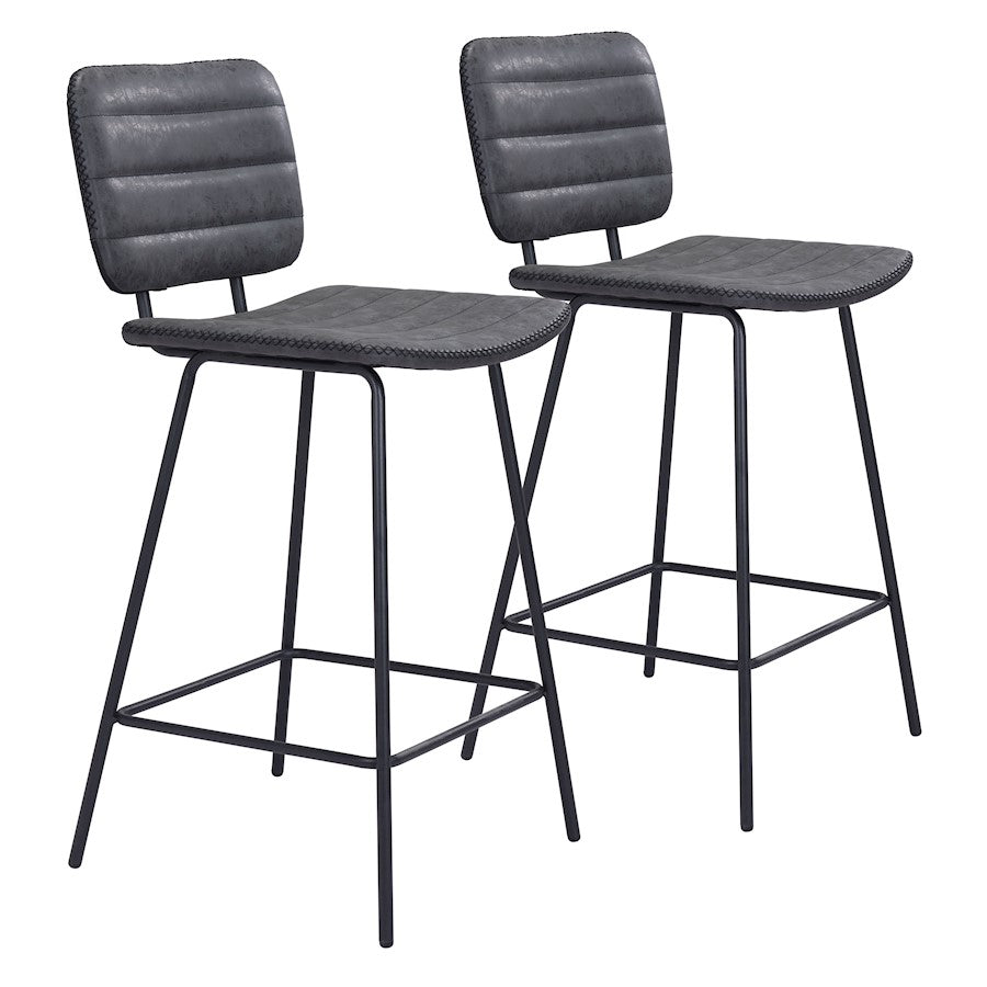Zuo Modern Boston Counter Stool Set of 2, Vintage Black - 109504