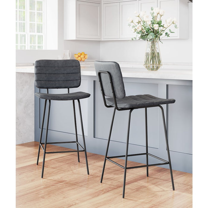 Zuo Modern Boston Counter Stool Set of 2, Vintage Black