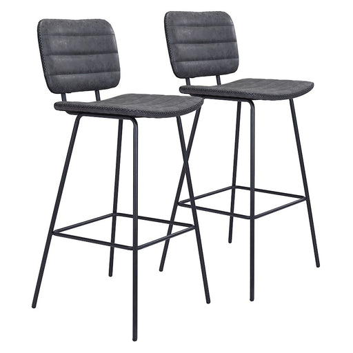 Zuo Modern Boston BarStool Set of 2, Vintage Black - 109505