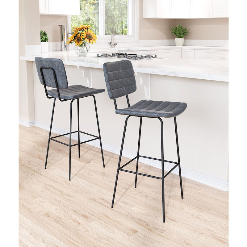 Zuo Modern Boston BarStool Set of 2, Vintage Black